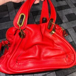 Chloe Vibrant Red Leather Shoulder Bag